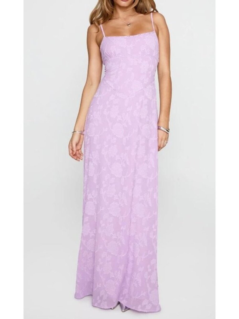Princess Polly South of France Maxi Dress Women Size US4 NWT Floral Lace Lilac